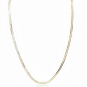 Silver Tone Herringbone Necklace 24” Length Shiny Reflective Lobster Claw